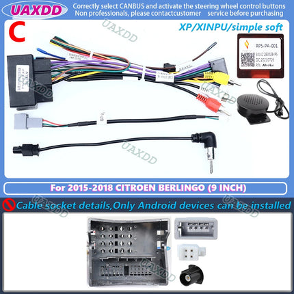 Per il 2015-2018 CITROEN BERLINGO PEUGEOT PARTNER 9 POLLICI Auto stereo radio Android telaio pannello cablaggio adattatore decoder canbus