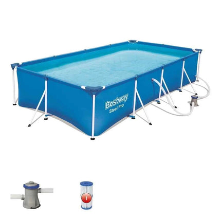56424 Bestway 400*211*81 cm/157"x83"x32" Acciaio Pro Splash Frame Piscina/Grande Rettangolo Mobile Famiglia Splash Frame Piscina 35Kg