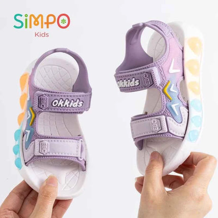 1 paio di sandali sportivi per ragazzi e ragazze, scarpe da spiaggia casual leggere e traspiranti con fondo morbido estivo per esterni con gancio e anello