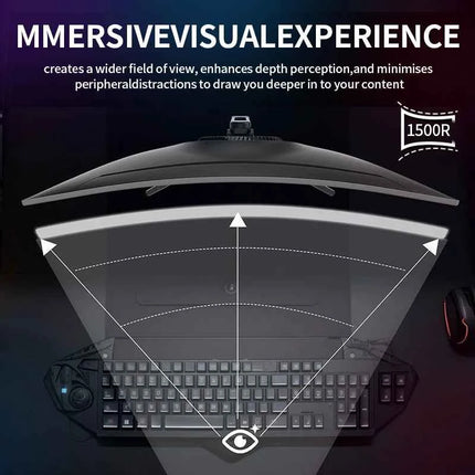 Gawfolk Curved Gaming Monitor 34-inch UWQHD 3440x1440P, 1500R Ultra-Wide PC screen 165Hz, curved computer screen, VA screen pane