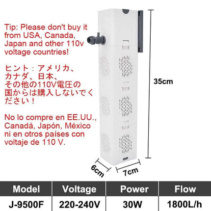 Aquarium Filter Pump Fish Tank Submersible Silent Air Oxygen Aerator Internal Water Pump Aquarium Air Pump Wave Maker 220v