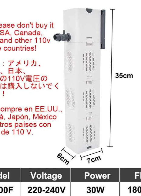 Aquarium Filter Pump Fish Tank Submersible Silent Air Oxygen Aerator Internal Water Pump Aquarium Air Pump Wave Maker 220v