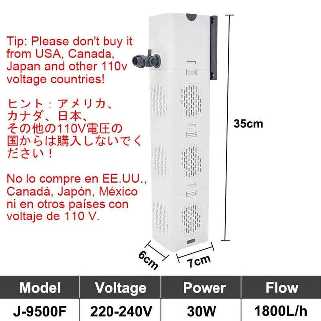 Aquarium Filter Pump Fish Tank Submersible Silent Air Oxygen Aerator Internal Water Pump Aquarium Air Pump Wave Maker 220v