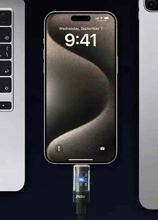 Cavo in nylon da 240 W Cavo di ricarica super veloce USB tipo C per Samsung Xiaomi Huawei Honor Display digitale a LED Cavo dati per caricabatterie rapido