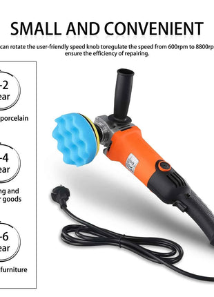 Podofo 1200W Rotary Car Buffer Polisher Waxer Detachable Handle for Boat Car Polishing and Waxing 8800RPM Sponge Rotary Polisher