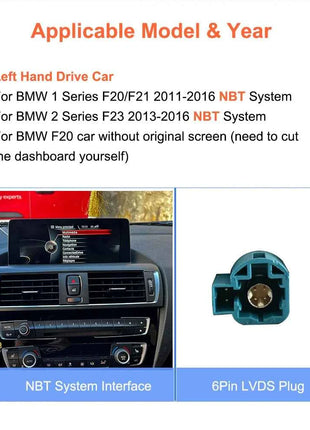 Bonroad 10.25 "Linux Carplay Android Auto Stereo For BMW 1/2/3/4 Series F20 F21 F23 F30 F31 F32 F33 F34 F35 F36 NBT 2013-2017