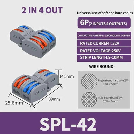 1 In Multiple Out Push-in Electrical Wire Connector Terminal Block Universal Fast Wiring Cable Connectors For Cable Connection