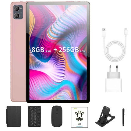 Tablet BDF 5G da 10.1 Pollici, 8GB RAM, 256GB ROM, Dual SIM, Doppia Fotocamera, con Cover Tastiera, Mouse e Batteria da 8000mAh