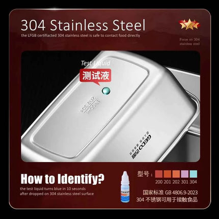 LFGB Certification 304 Stainless Steel Kitchen Food Preservation Box Air Out Slight Vaccum Crisper Well Sealed Seafood Container