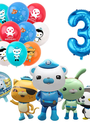Decorazioni per Feste di Compleanno per Bambini Octonauts, Palloncini in Alluminio, Piatti di Carta, Sfondo con Capitano Oceanico, Pirata, Pinguino, Barnacles, Peso