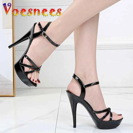 2023NEW Femal Shoes sandali da donna piattaforma Sexy tacchi alti 13CM Sexy Open Toe scarpe da sposa da donna sandali modello scarpe da passerella
