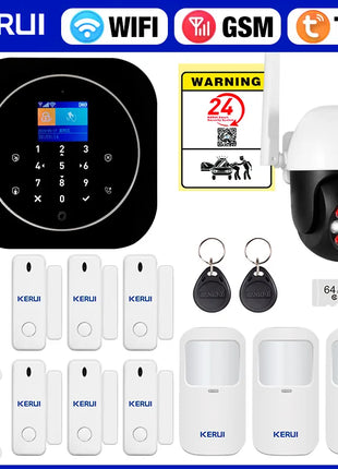 KERUI Sistema di Allarme di Sicurezza Domestica Supporto Alexa G12 Sistema di Allarme WIFI/GSM con App Telefono Sirena di Allarme Sensore PIR Tuya Smart APP