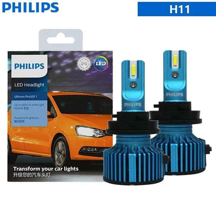 Philips LED H1 H4 H7 H11 HB3 HB4 HIR2 Ultinon Pro3011 Car LED Head Light 9005 9006 9012 Auto 6000K Bright White Original Lamp 2x