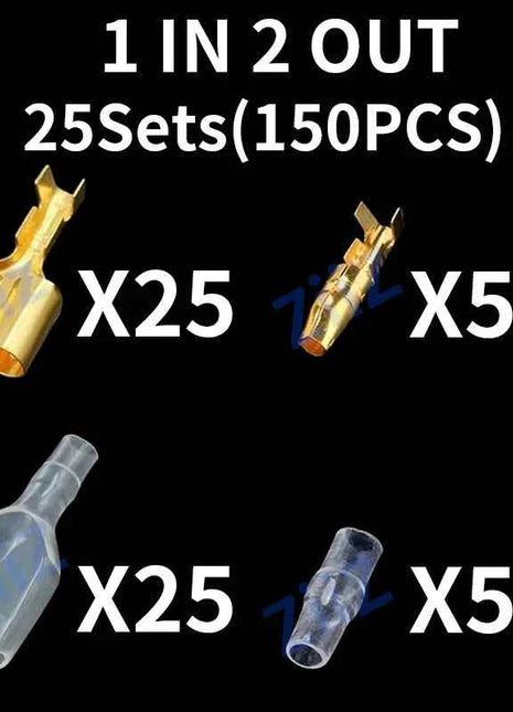 25 50sets 4.0mm bullet Crimp terminal car electrical wire connector diameter Female+Male+sheath Case Cold press terminal 1in2out