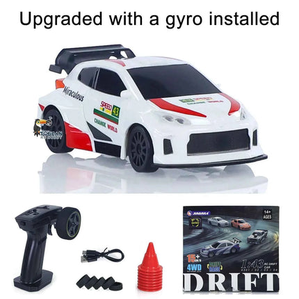 Gifts 1/43 RC Drift Car with Gyro Upgraded Ver 2.4G Remote Control Mini Drift Race Car 4WD Radio Control RC Toys Traffic Cones