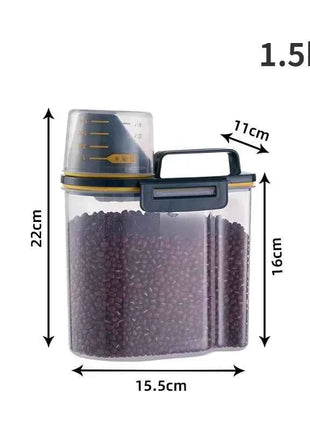 1.5kg/2kg Dog Cat Food Pail Plastic Storage Tank with Measuring Cup Container Moisture-proof Sealed Jar Pet Supplies Accessories