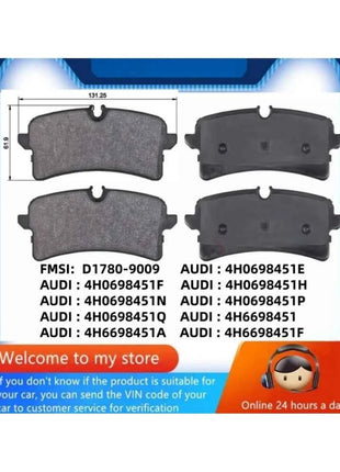 For Audi A8L S8 (D4/4H) RS6 (C7/4G5/4GD) RS7 (4GA/4GF) Rear Brake Pads / Auto Parts - 22040