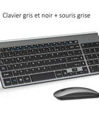 AZERTY French Layout 2.4G Mouse Keyboard Ultra-Slim Wireless Keyboard and Mouse Set Silent Compact for PC Laptop Windows