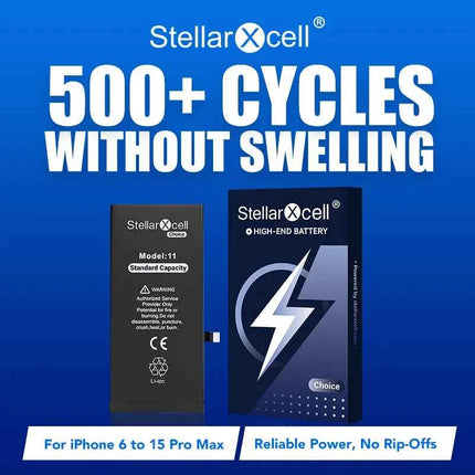 Choice StellarXcell OEM Chip Battery Replacement for IPhoneSE 7 8 X XR XS XSMAX iphone11 12pro 13mii 14pro 15Pro  Replacement