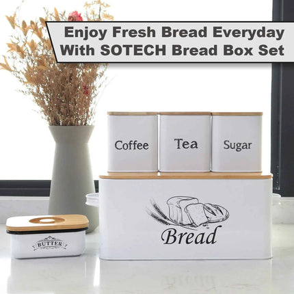 Stainless Steel Bread Box Bread Storage Bin Food Airtight Sealed Canister Coffee Flour Sugar Tea Container Kitchen Storage Box