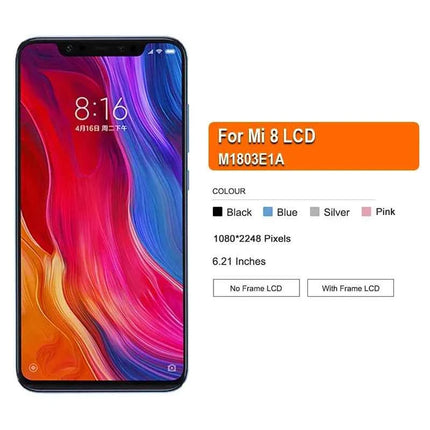 6.21 ''Super AMOLED LCD Per Xiaomi Mi 8 LCD M1803E1A Display Touch Screen Digitizer Assembly Parti di Ricambio Per Mi 8 Schermo