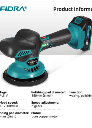 Lucidatrice Elettrica per Auto YOFIDRA 7000RPM 150MM, Utensile per Lucidatura, Levigatura e Ceratura Compatibile con Batteria Makita