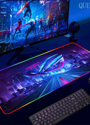 Cartoon Asus Deskmat Mouse Pad Gaming LED Mouse Mat 900x400 Mousemats Table Pads PC Office Desk Mat RGB Keyboard Mats XXL