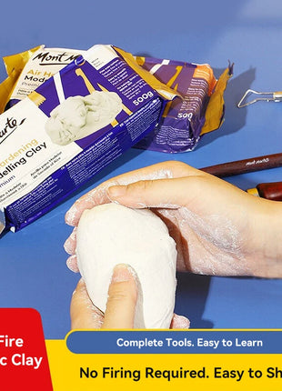 250g/500g White Ceramic Clay Bake-Free Air-Drying Clay Stone Plasticine Students DIY Handmade Tool Sculpture Soil Ceramic Doll Clay