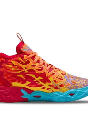 Puma MB.04 Scarpe da Basket Comode, Versatili, Antiscivolo e Resistenti a Mezza Altezza per Uomo in Rosso, Arancione e Blu 311308-01