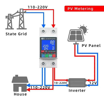 63A 230V WiFi Tuya Smart Earth Leakage Over Under Voltage Protector Relay Device Switch Smart Circuit Breaker APP Control