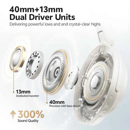 QCY H3S -56dB Adaptive ANC Over Ear Headphone Hi-Res LDAC Spatial Sound Wireless Earphone Bluetooth 6.0 Dual Driver 102H Headset