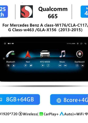 10.25"Qualcomm 665 Wireless Carplay Android 14 For Mercedes Benz CLA C117 X117 X156 W176 2013-2019 Radio Multimedia ScreenStereo
