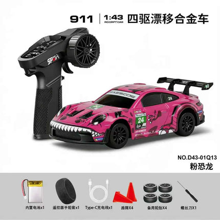 Professional 1:43 RC Drift Car with ESP Gyroscope Full Proportional Control 4WD Metal Body 2 Sets Tires for Realistic Drifting