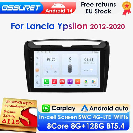 Qualcomm 8-Core 360° Panoramic Camera Wireless CarPlay Android Auto Car Radio for Lancia Ypsilon 2012 - 2020 Multimedia GPS 4G