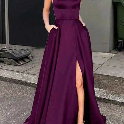 Nuovo per le donne Abito elegante Moda estiva Festa notturna Formale Abito da sera lungo con spalline Abiti da sposa eleganti