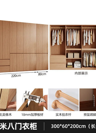 Armadio in Legno Massello di Rovere — Stile Nordico Scandinavo | Guardaroba Modulare per Camera da Letto