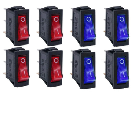 8 pezzi AC 250 V/15 A, 125 V/20 A LED illuminato On/Off SPST 3 pin 2 posizioni Mini barca interruttore a levetta a bilanciere a scatto per la casa fai da te