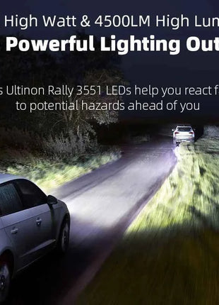 Philips Ultinon Rally 3551 LED H4 H7 H11 HB3/4 H18 H19 HIR2 Car Headlight 6500K White Max Power 100W Max Lumen 9000lm LED Bulb