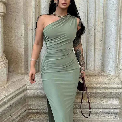 Abiti Lunghi Estivi da Donna, Sexy con Spacco, Senza Maniche, Schiena Scoperta, Vestito Aderente, Abbigliamento Casual Femminile, Elegante per Feste e Club