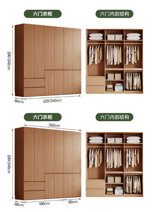 Armadio in Legno Massello di Rovere — Stile Nordico Scandinavo | Guardaroba Modulare per Camera da Letto
