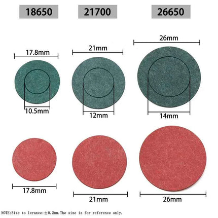20/50/100/250/500 Pz 18650 21700 26650 Batteria agli ioni di litio Guarnizione di Isolamento Pacchetto Cellule Orzo Carta Adesiva Elettrodo Cuscinetti Isolati