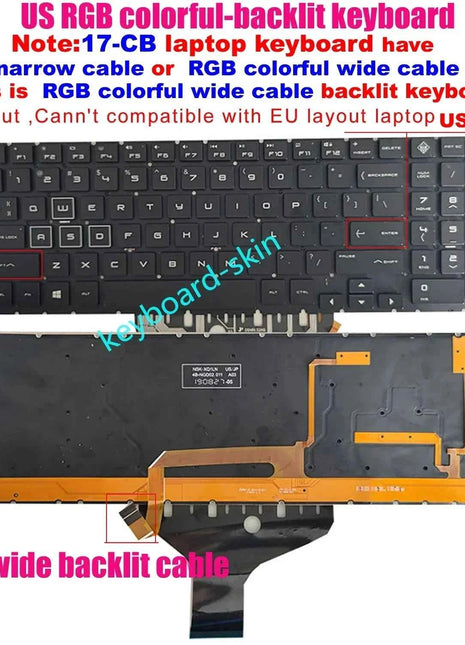 98% New US RGB colorful Backlit keyboard for HP Omen 17-CB  17-CB***** 17-CB1080NR 17-CB1070NR 17-CB0020NR laptop