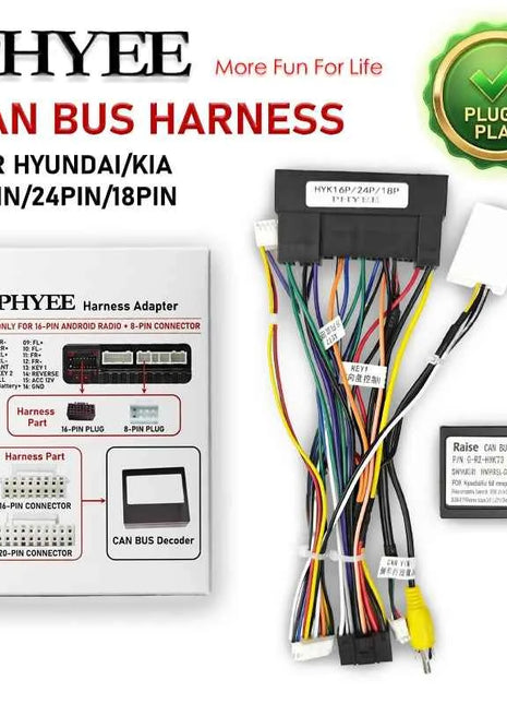 Cablaggio 16Pin/24Pin/18Pin con Decoder CAN Bus per Hyundai Elantra Kia Sportage, Supporto SWC, Plug & Play, Adattatore Android 16Pin