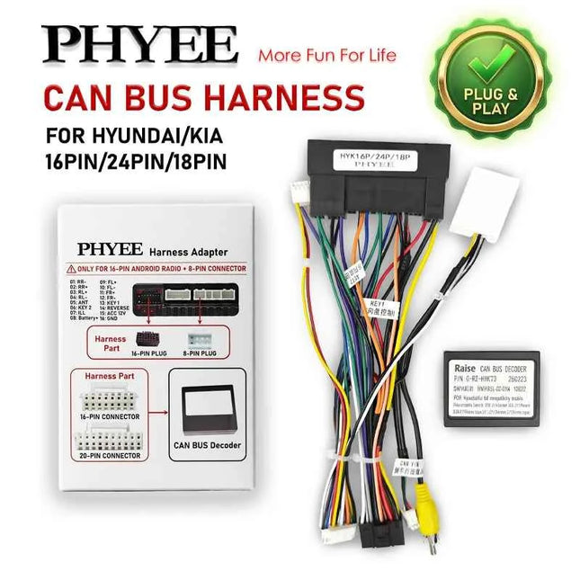 Cablaggio 16Pin/24Pin/18Pin con Decoder CAN Bus per Hyundai Elantra Kia Sportage, Supporto SWC, Plug & Play, Adattatore Android 16Pin