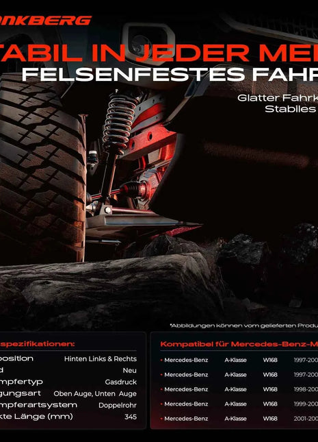 Frankberg 2x ammortizzatori per asse posteriore per Mercedes-Benz Classe A W168 1997-2004 553604 A1683200231 553665 A1683200431 1683200031
