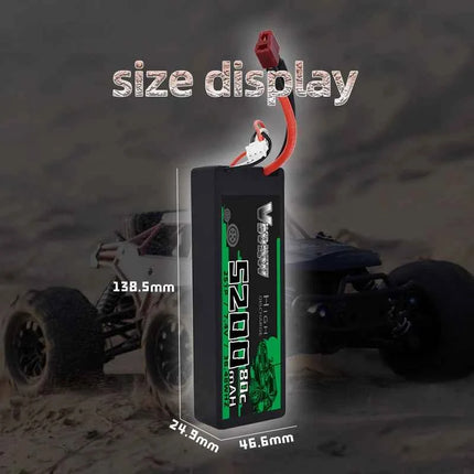2Pcs VSVAW 2S Lipo Battery 7.4V 80C 5200mAh Hardcase T Plug for 1/8 1/10 RC Car Truck Tank RC Buggy Truggy RC Racing Parts