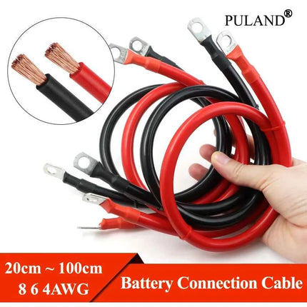 Cavo per Inverter Batteria 8AWG 6AWG 4AWG, Cavo in Rame Puro Intrecciato per Energia Solare, UPS, Connessione Auto con Terminali a Capocorda M8
