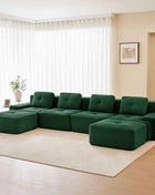 4-Seater Boneless Modular Sofa with U-Shaped Chair Length, Living Room Comfortably Padded Corduroy Cloud Sofa, Non-Slip Design