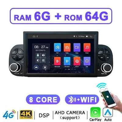 Wireless 7'' Carplay Android 15 Auto Stereo autoradio For Fiat Panda 2020-2023 2 din Car Radio Multimedia player Screen 4G LTE