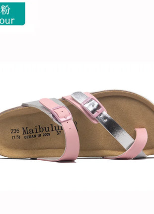 28 colori New Summer Beach Infradito in sughero Sandali Donna Pu Leather Colore misto Scarpe da pantofola per San Valentino all'aperto
